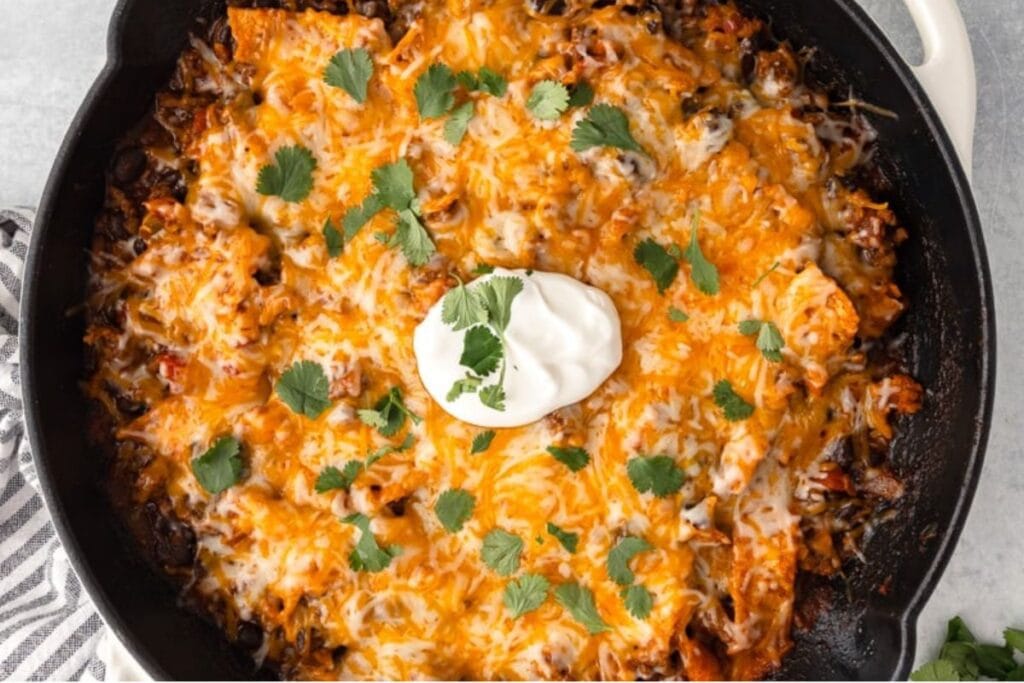A close up shot of beef enchiladas.