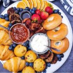 A close up shot of breakfast charcuterie board.