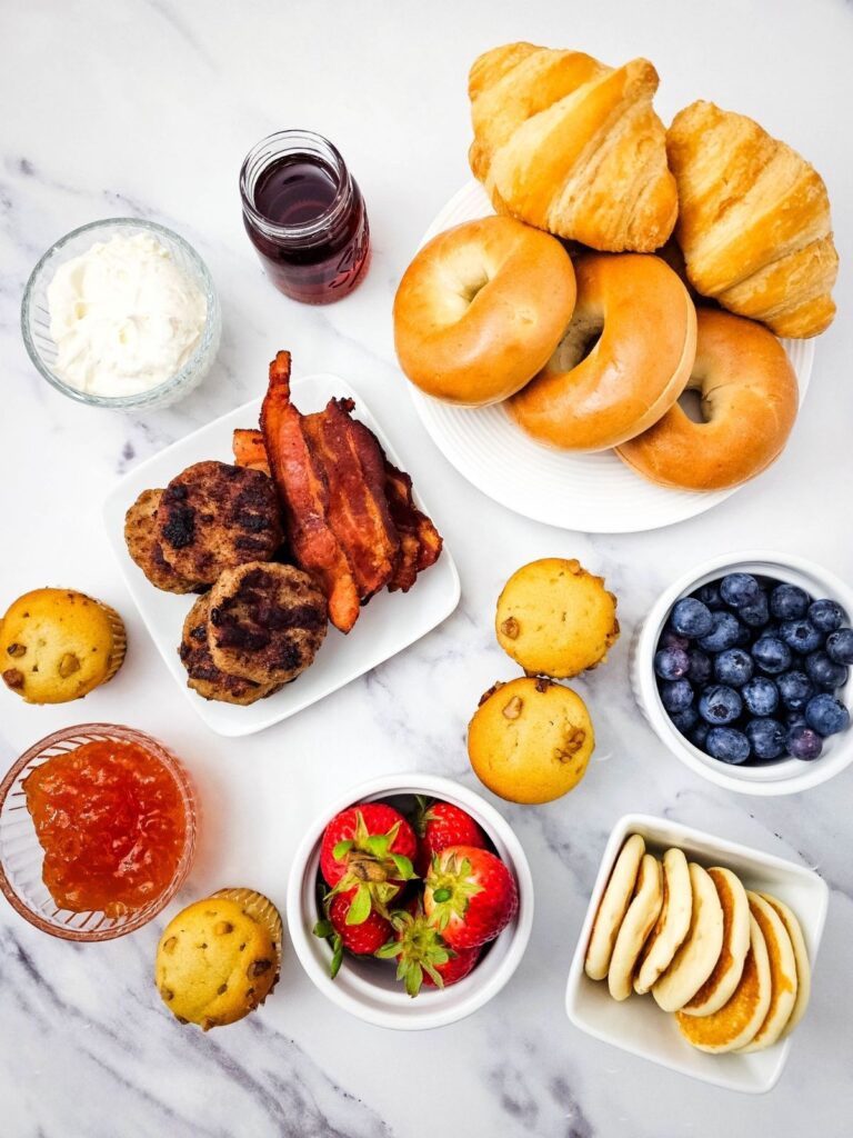 Ingredients for breakfast charcuterie board.
