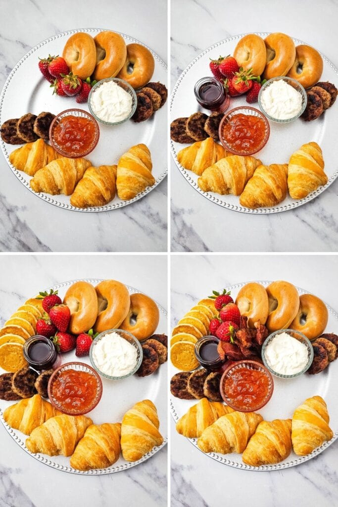 Process shots collage for breakfast charcuterie board.