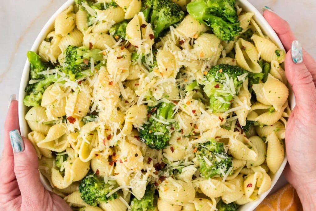 A close up shot of Broccoli Pasta.