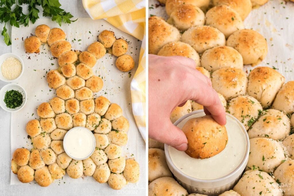 Collage of Easter Bunny Pull Apart Bread.