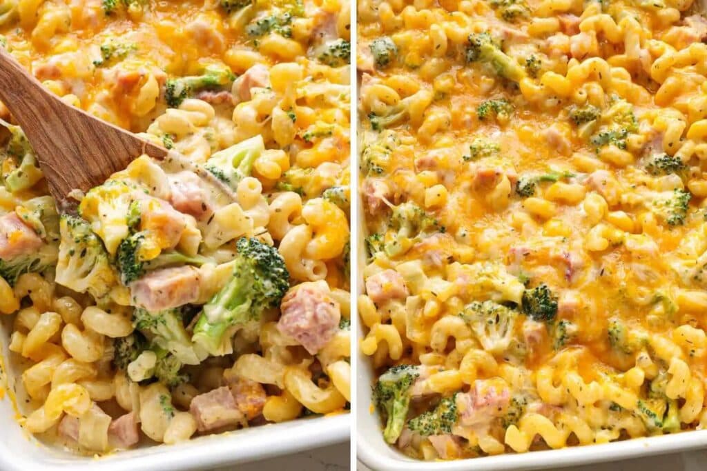 Collage of Ham Casserole.