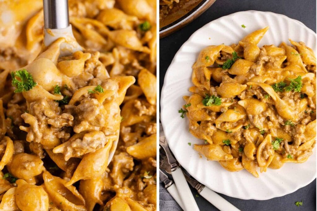 Hamburger helper collage.