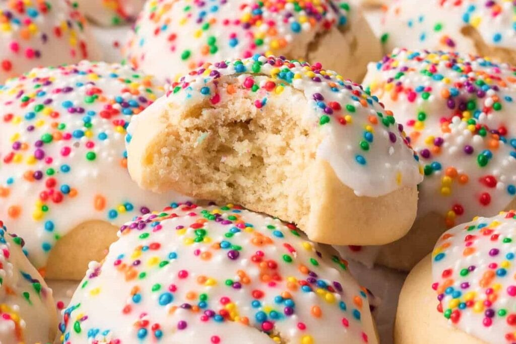 A close up shot of Italian Cookies.