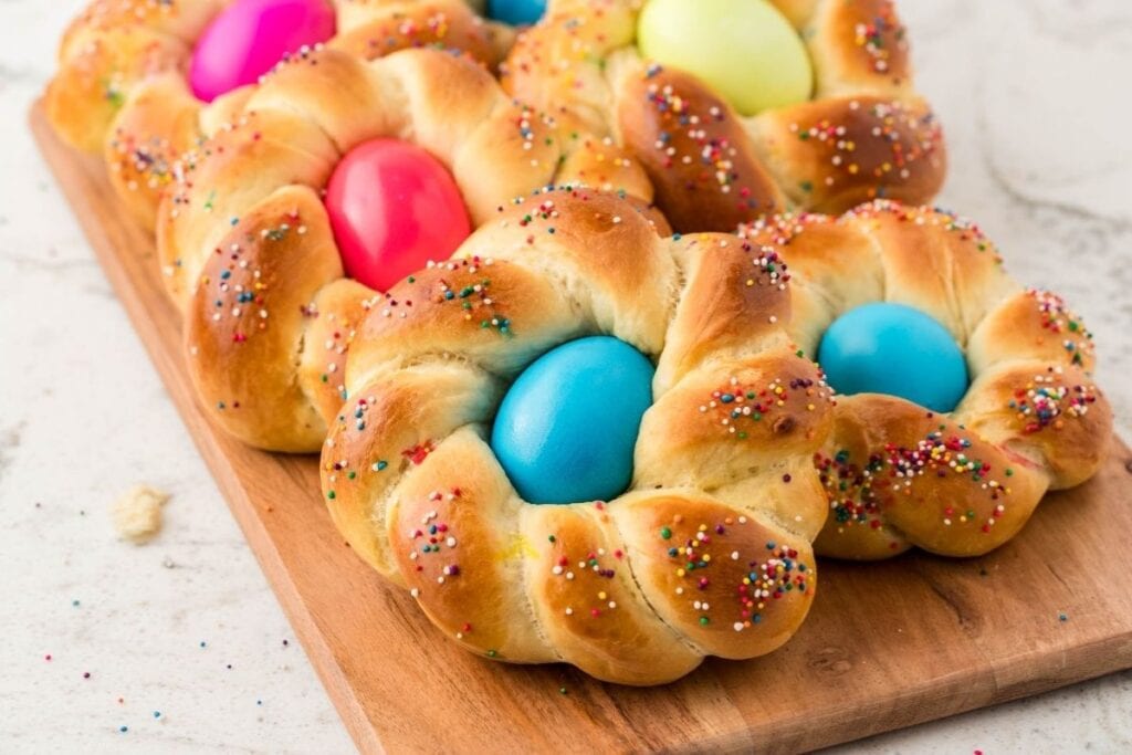 A close up shot of pane di pasqua.