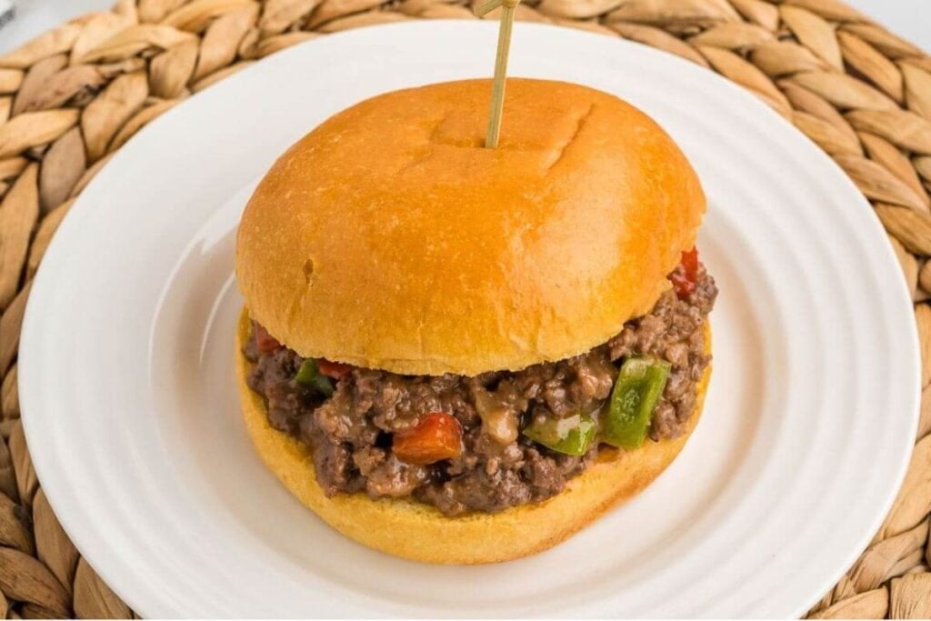 A close up shot of sloppy joes.