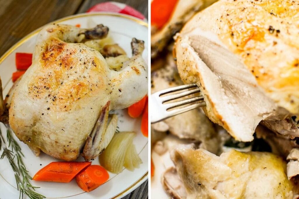 Collage of Rotisserie chicken.