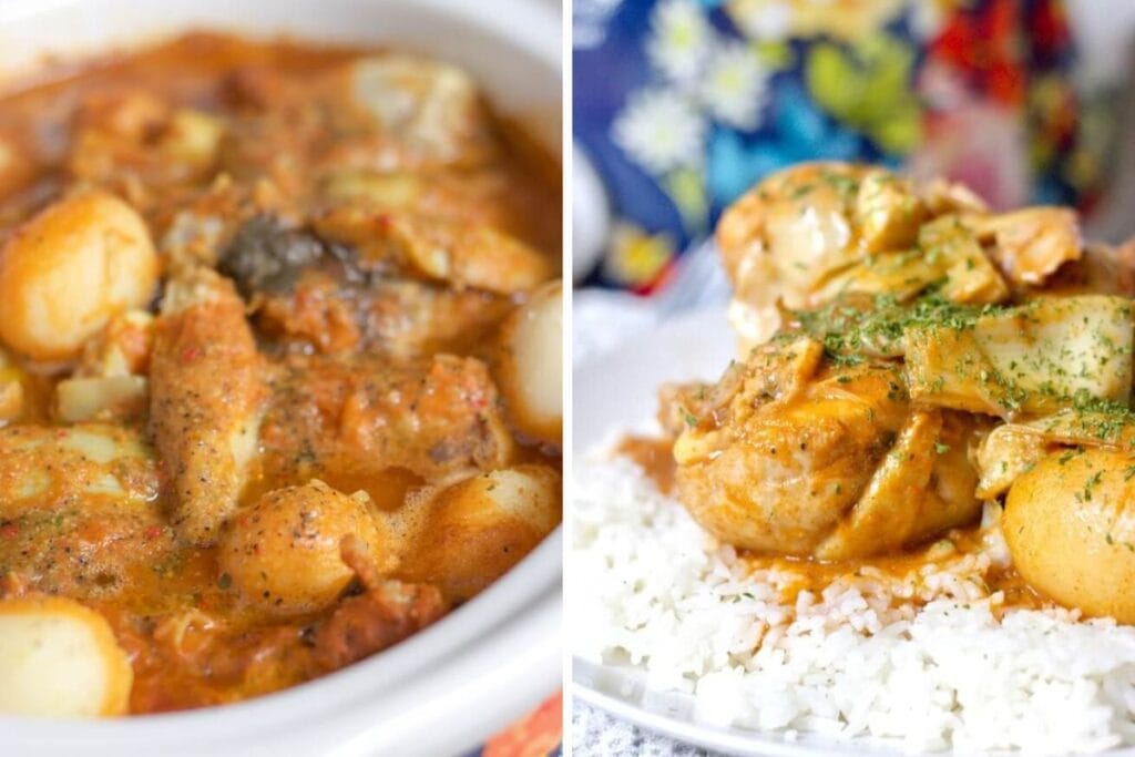 Collage of Italian chicken and potatoes.
