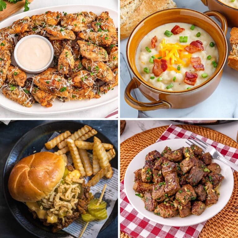 Collage of slow cooker dinners.