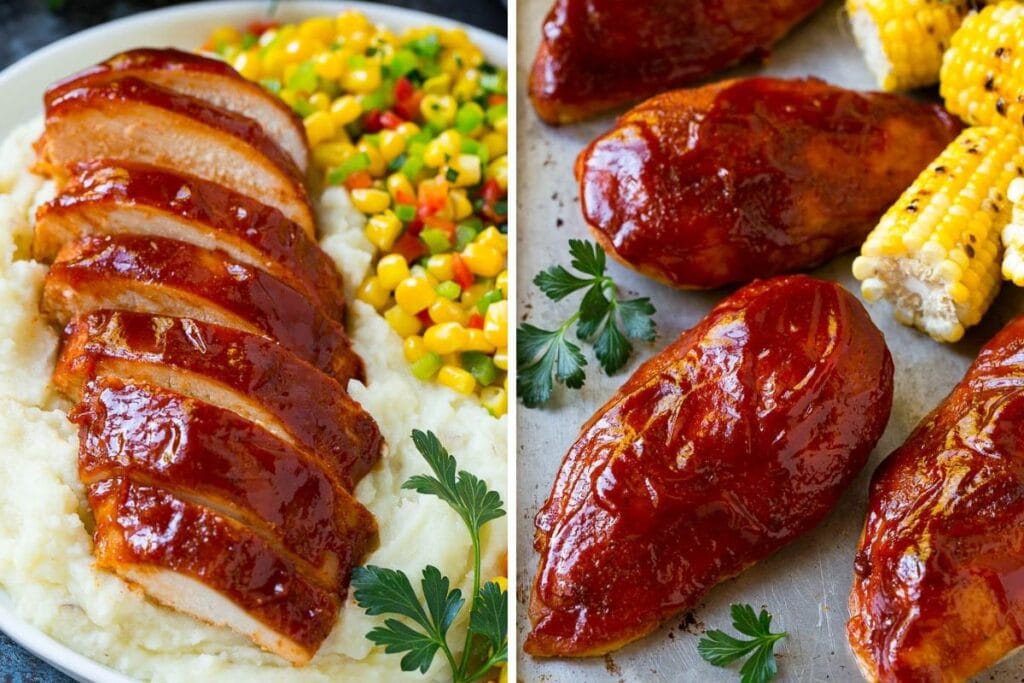 A close up shot of smoked chicken breast.