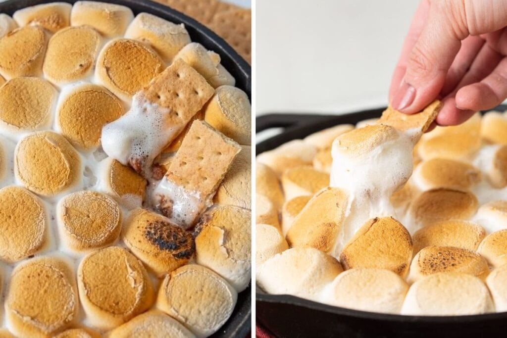 Collage of S'mores Dip.