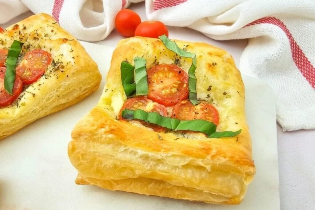 A close up shot of puff pastry tartlets.