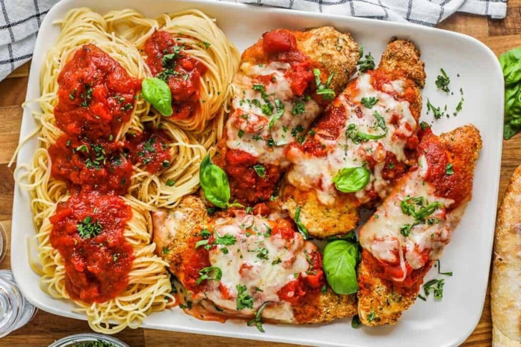 Air fryer chicken Parmesan on a plate.