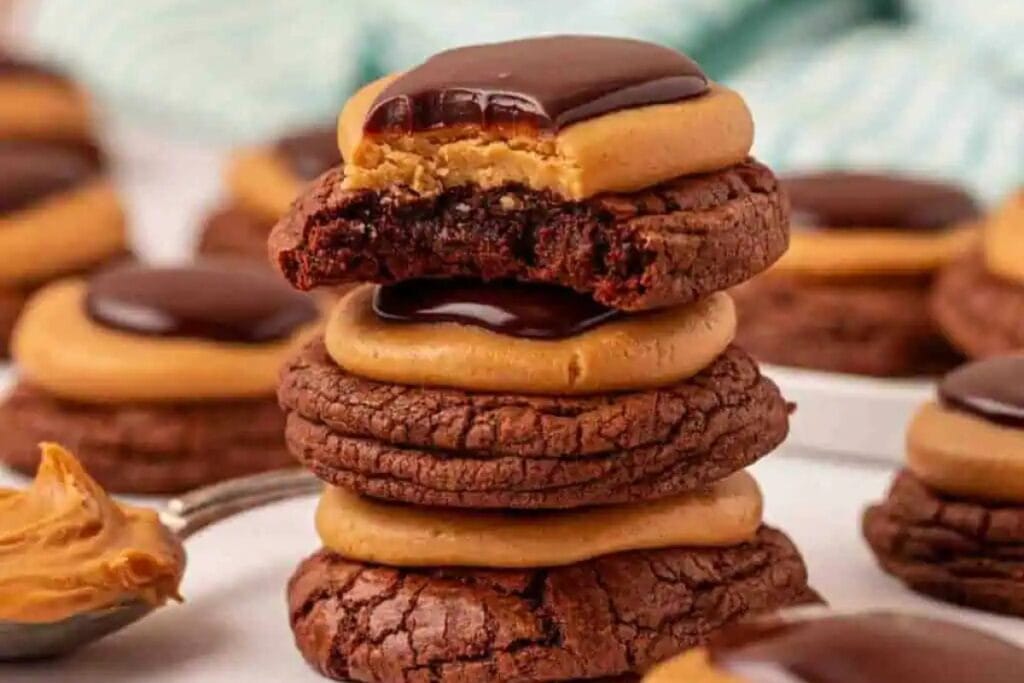 Buckeye brownie cookies on a plate.