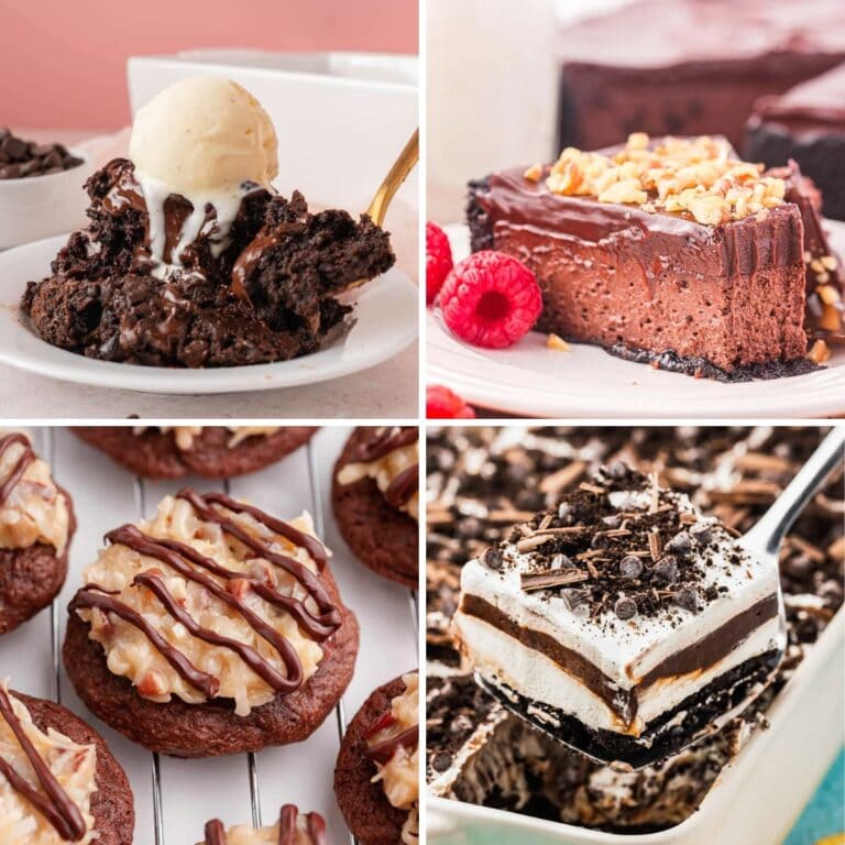 Collage of chocolate dessert recipes.