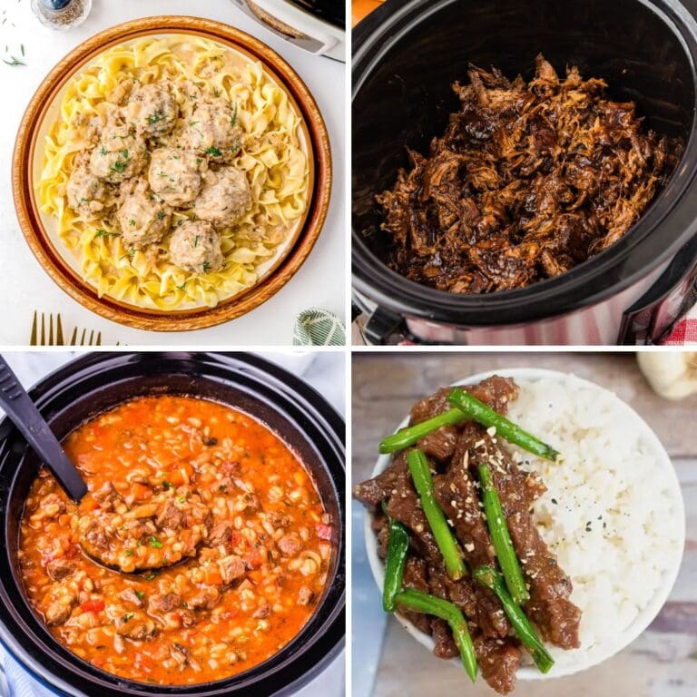 Crockpot dinners collage.