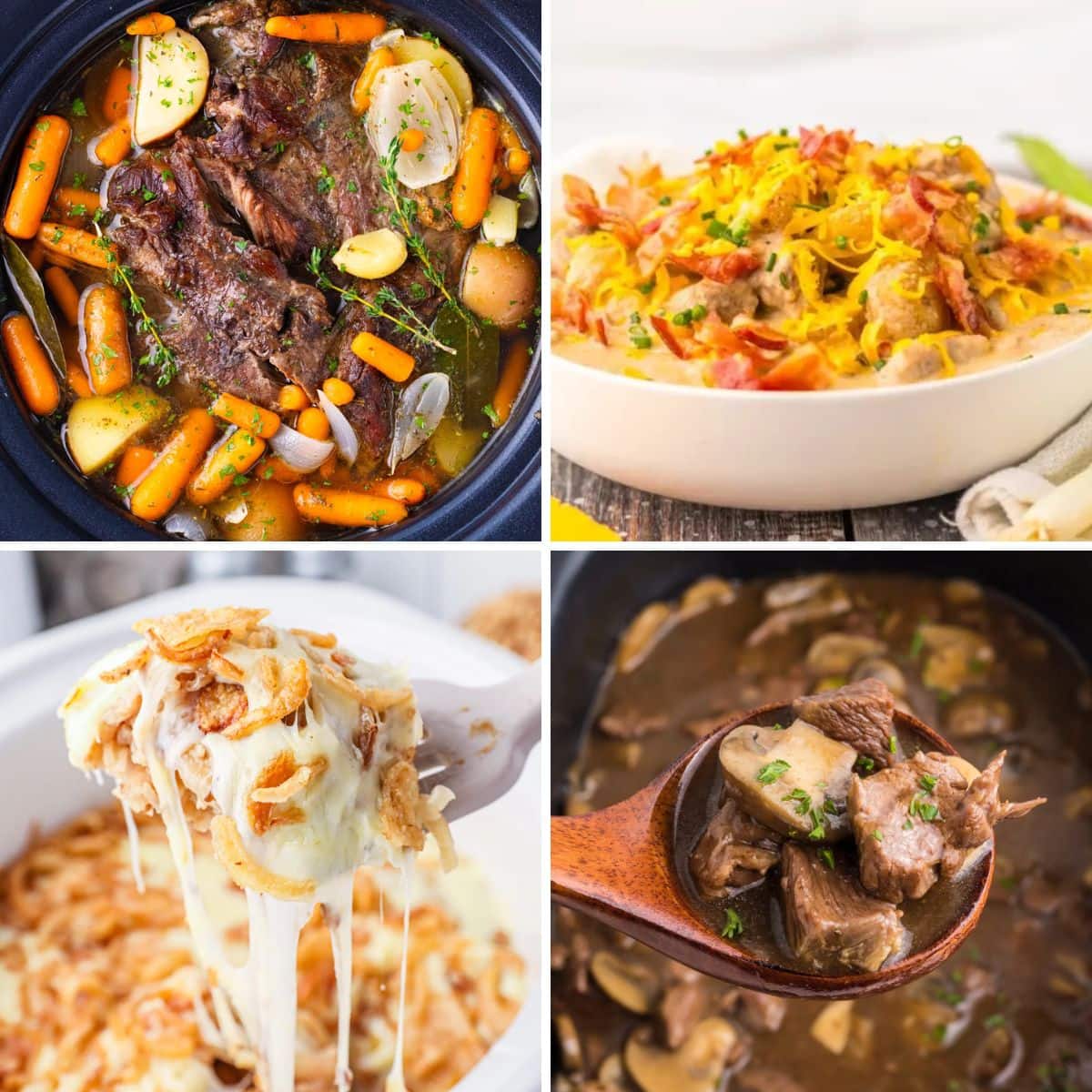 Crockpot dinners collage.