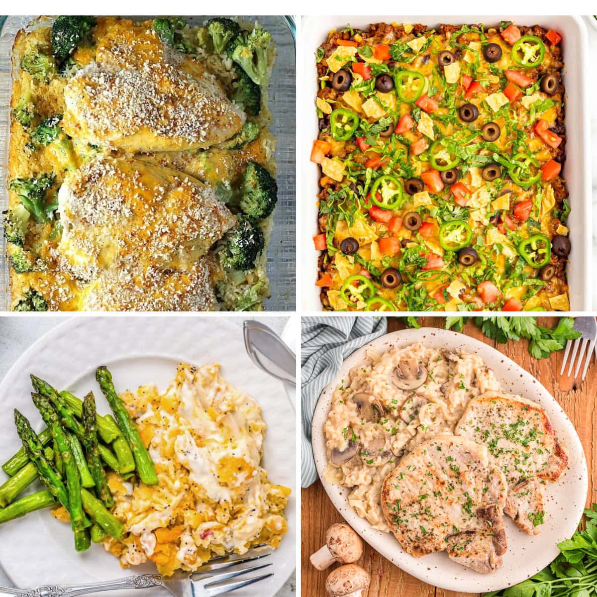 Collage of family dinner casserole recipes.