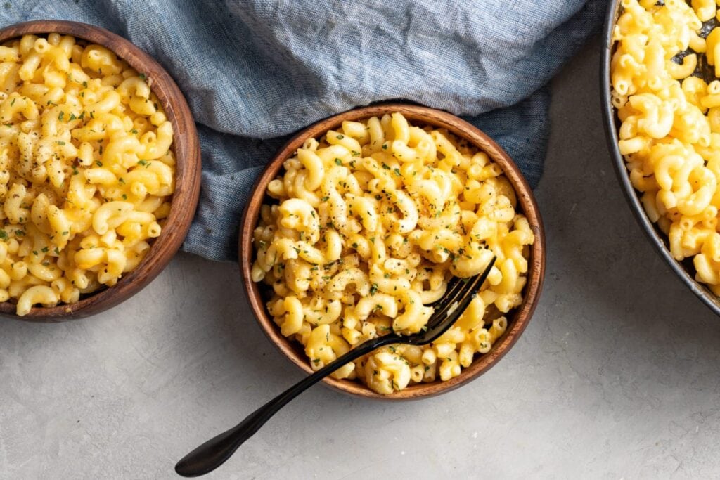 Mac and cheese in a bowl.