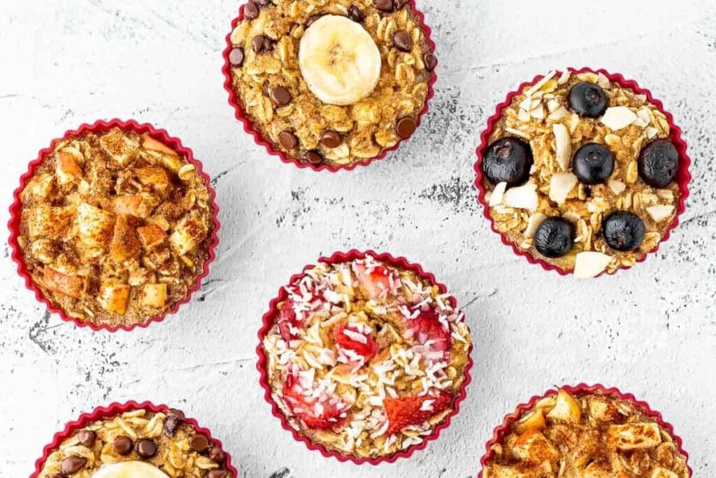 Oatmeal muffins on a tray.