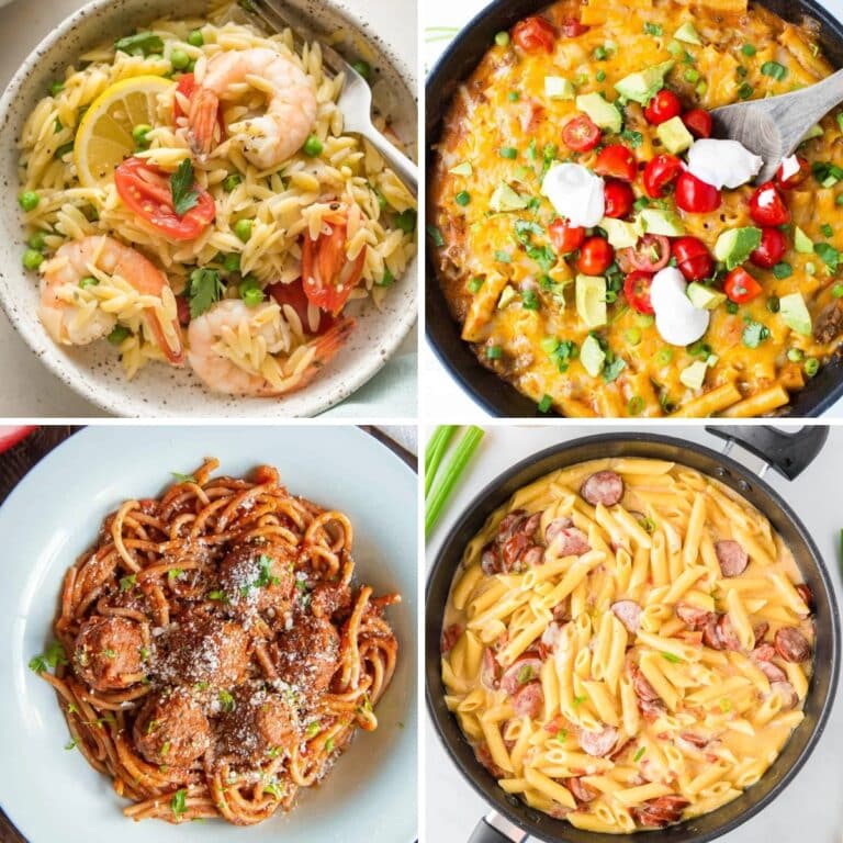 Collage of one-pot pasta recipes.