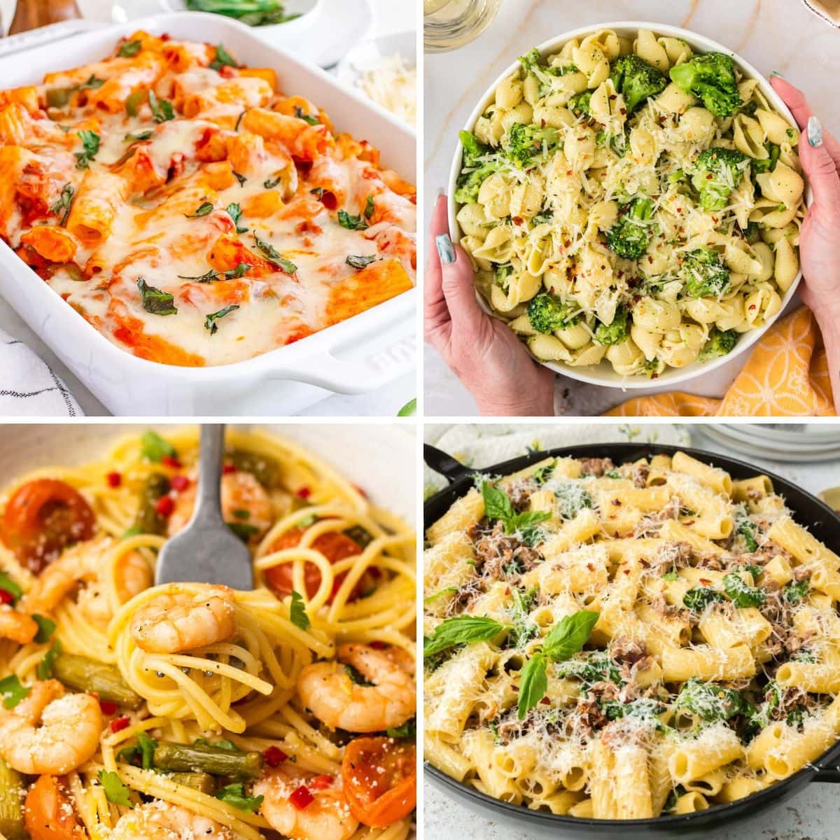 Pasta recipes collage.