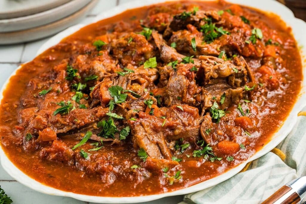 Stracotto pot roast on a plate.