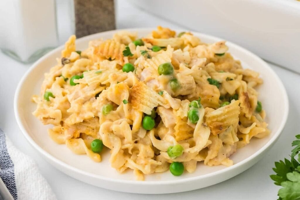 Tuna casserole on a plate.