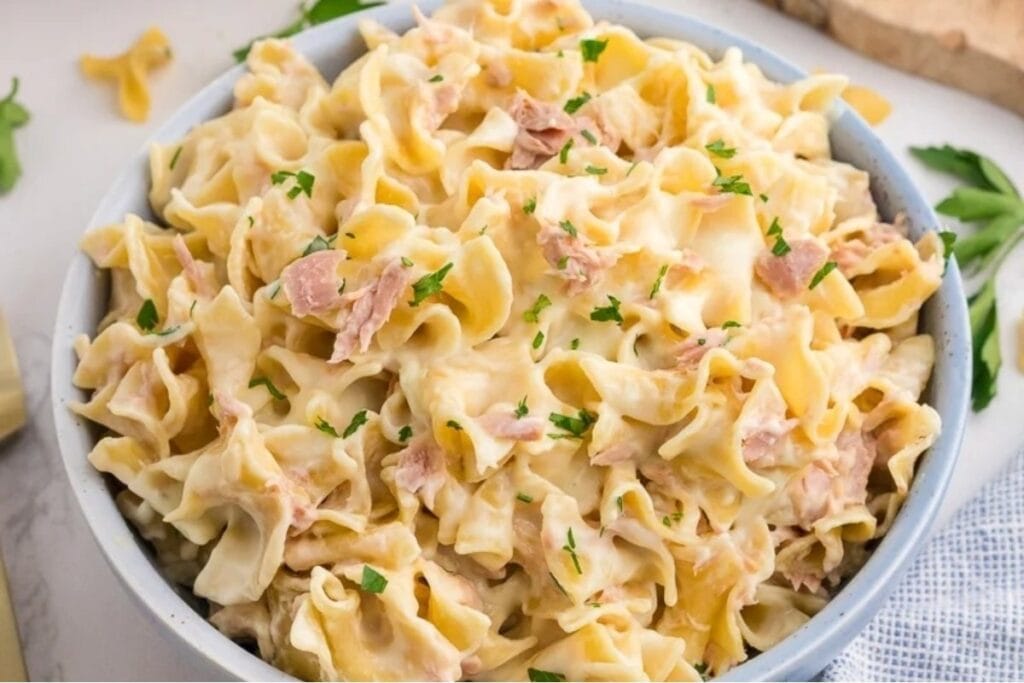 A close up shot of tuna helper.