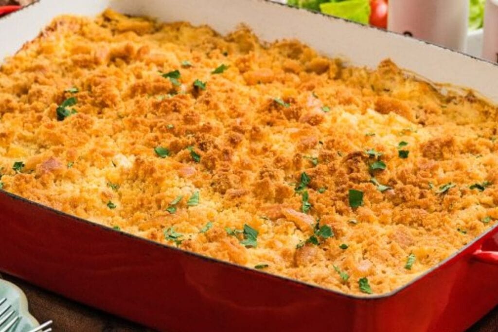 A close up shot of chicken casserole.