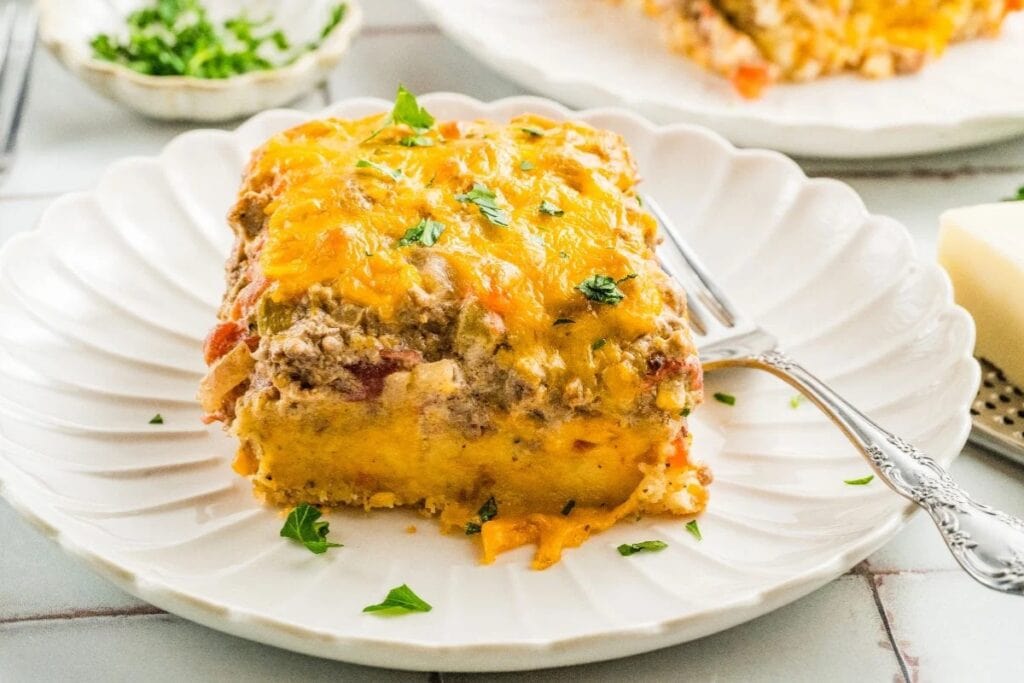 Cattle drive casserole on a plate.