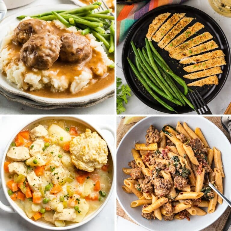 Collage of dinner ideas to try.