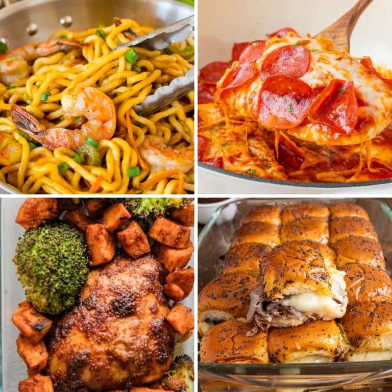 Collage of easy dinner recipes to make this week.