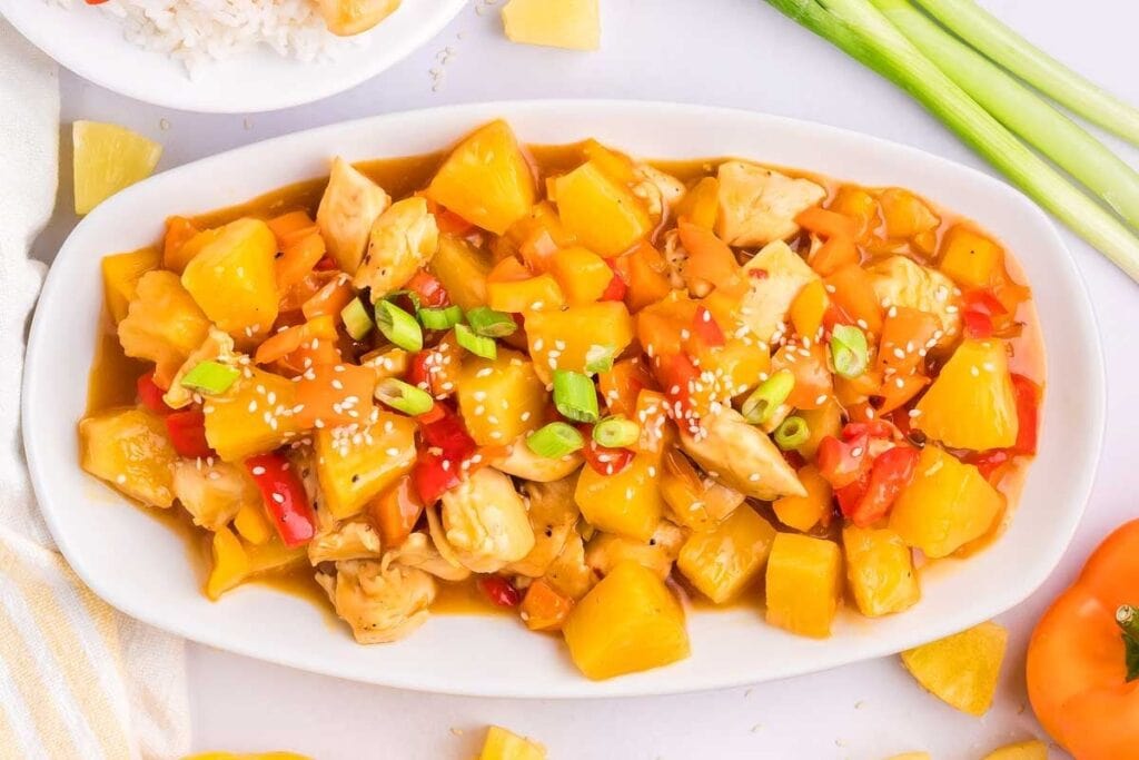 A close up shot of Hawaiian chciken.