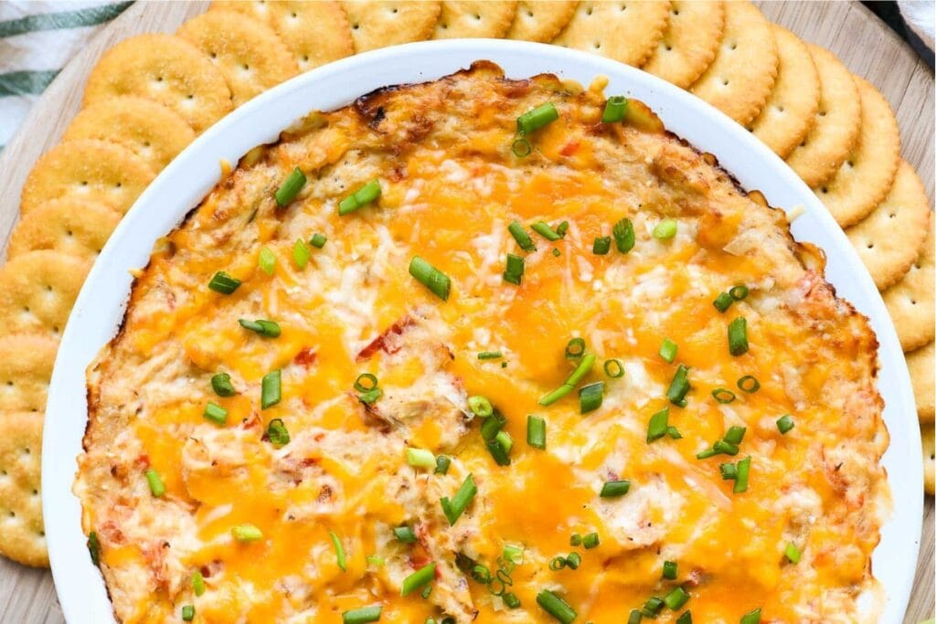 Hot crab dip served in a bowl.