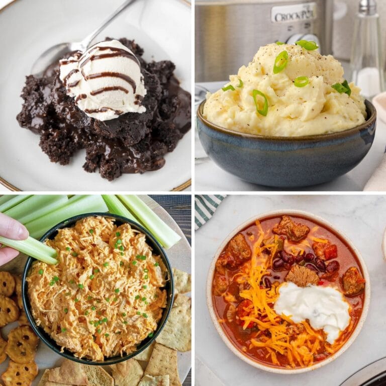 Collage of crockpot recipes I always recommend.