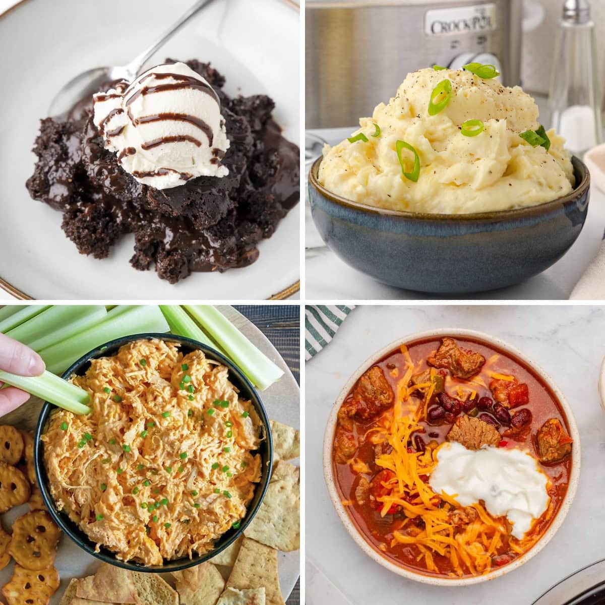 Collage of crockpot recipes I always recommend.