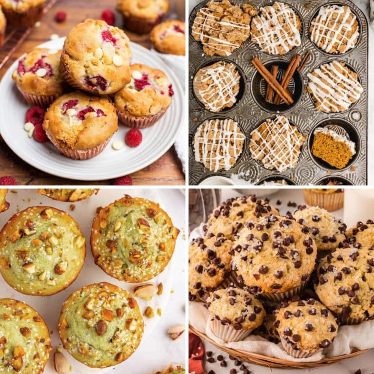 Collage of muffin recipes.