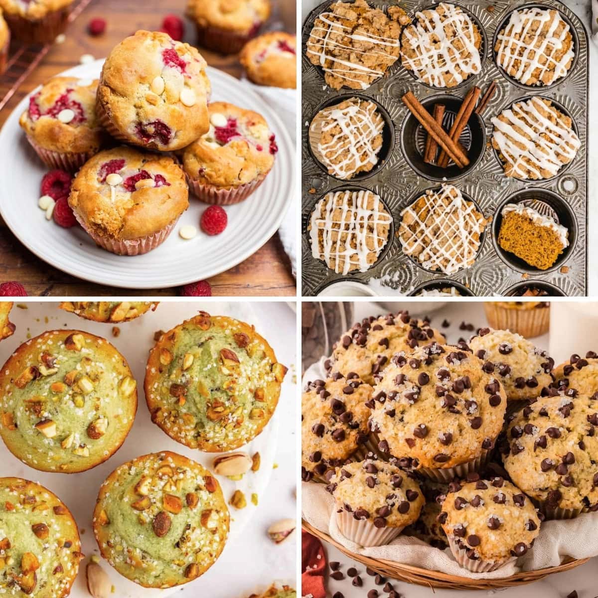 Collage of muffin recipes.