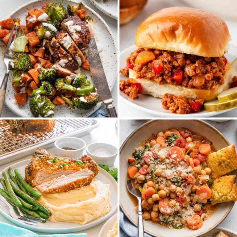 Realistic dinners collage.