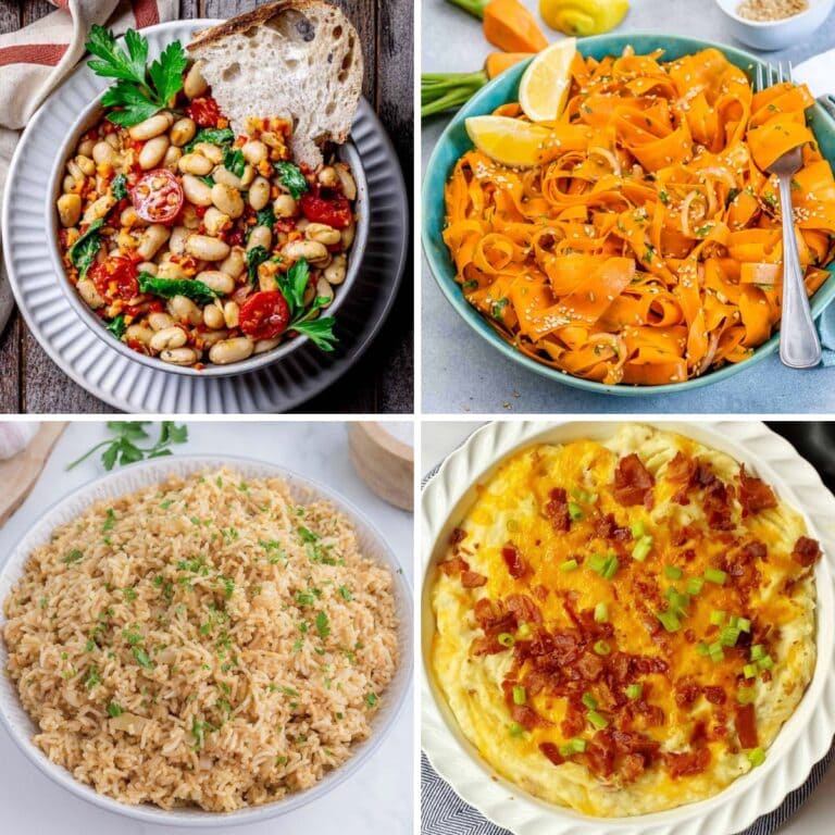 Collage of side dishes for dinner.