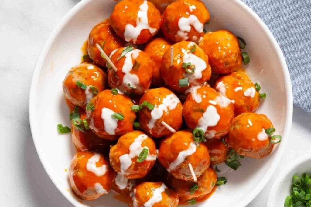 A close up shot of chicken meatballs.