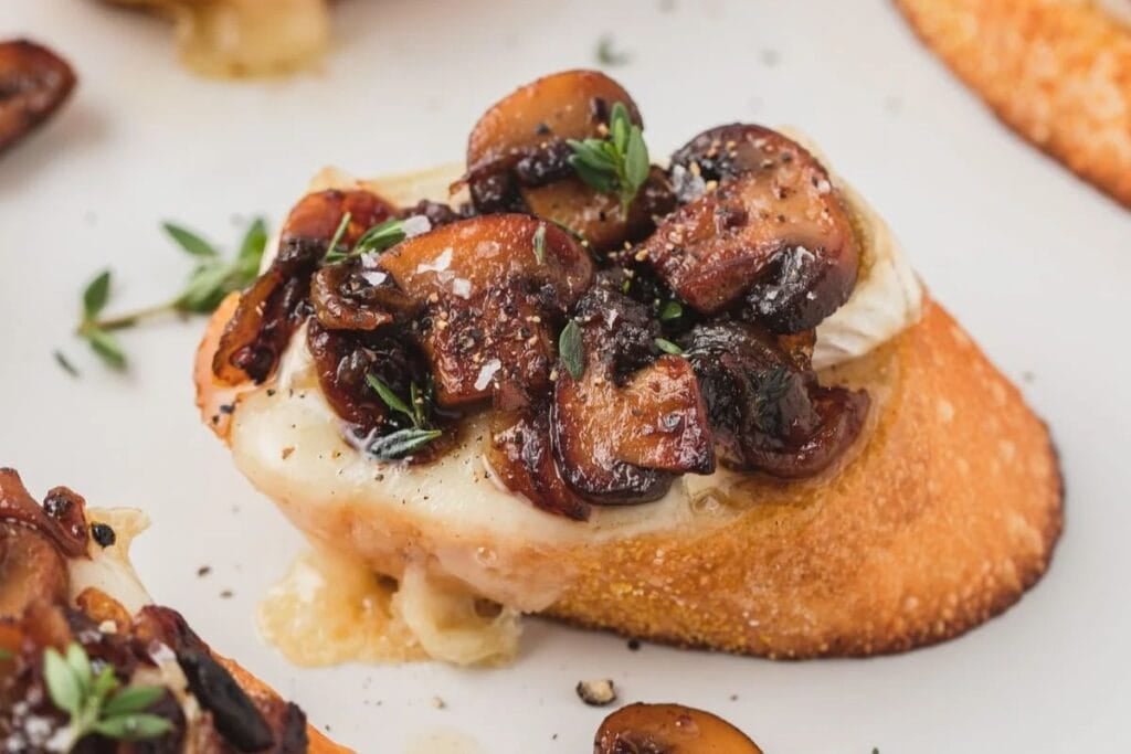 A close up shot of crostini.