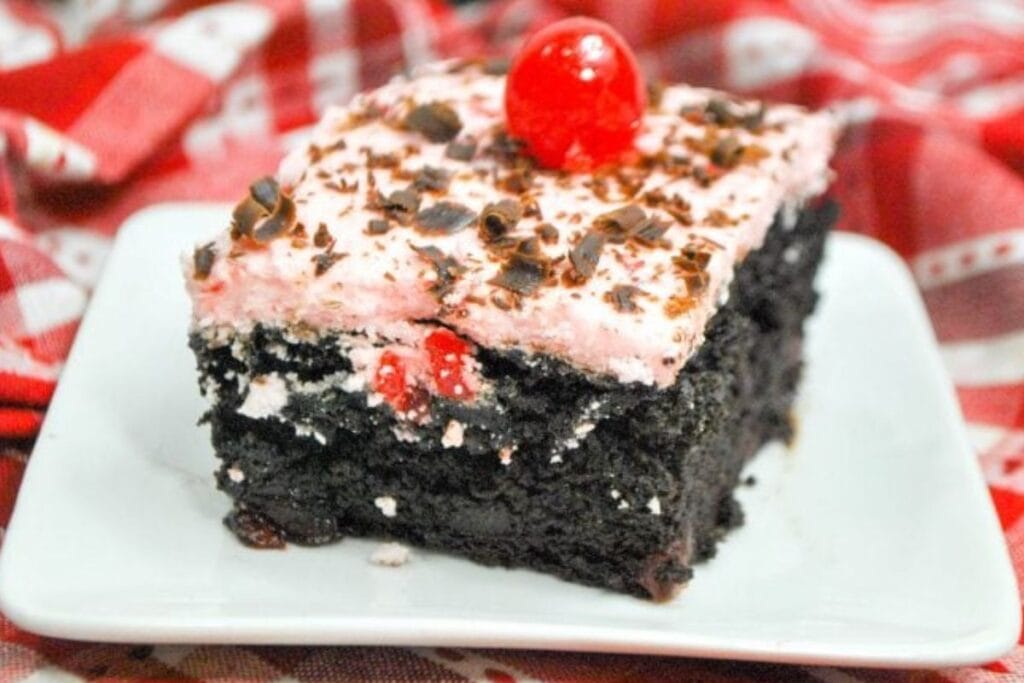 A close up shot of Dr.pepper cake.