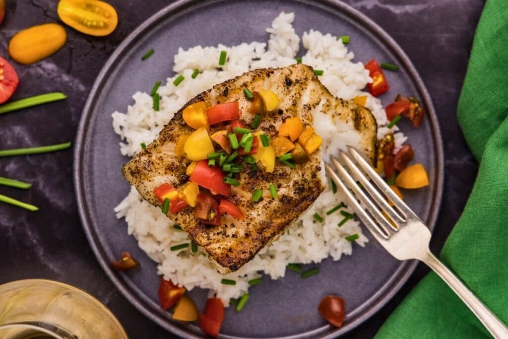 A close up shot of sea bass.