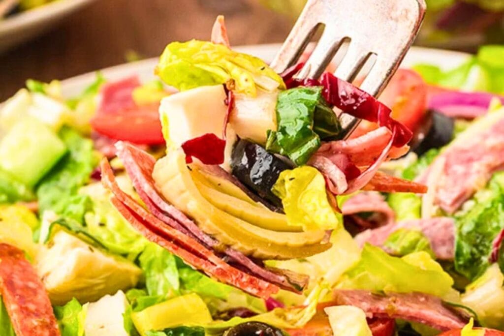 A close up shot of salad.