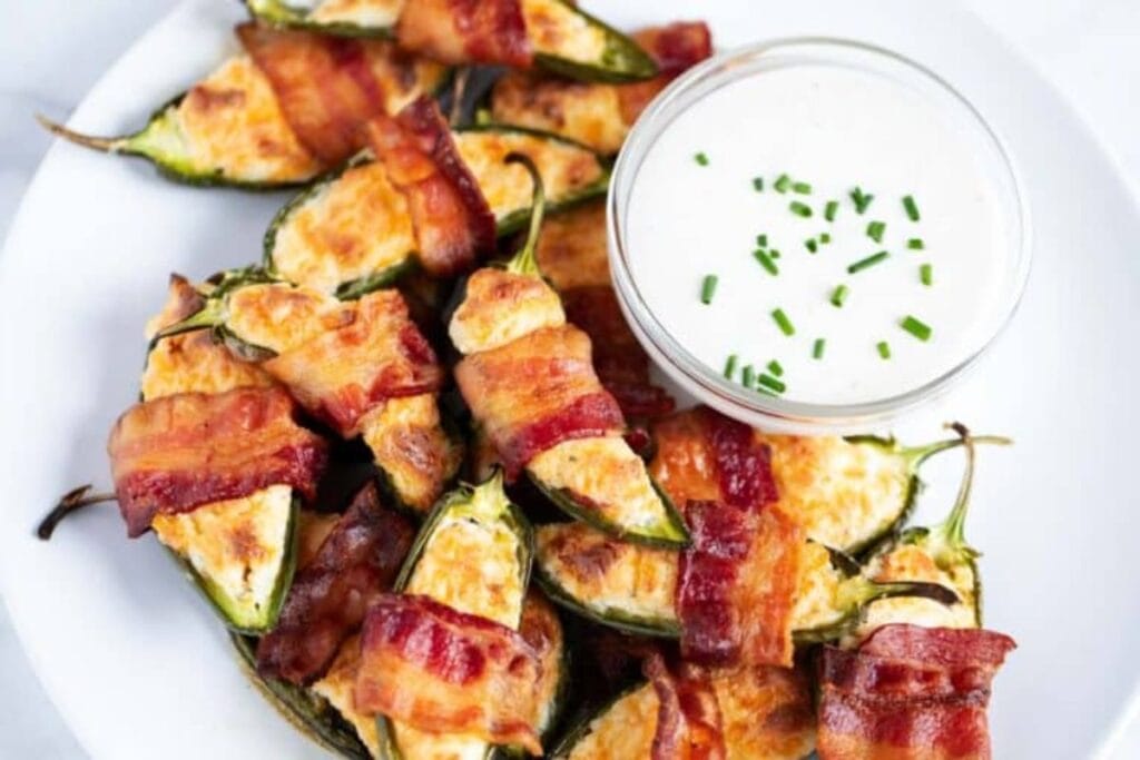 A close up shot of jalapeno poppers.