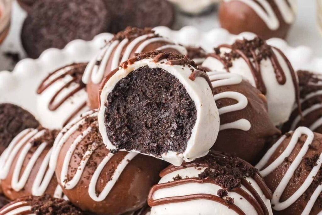 A close up shot of Oreo truffles.
