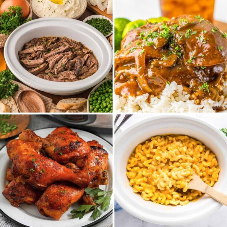 Collage of crockpot dinners that always win.
